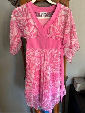 Amy's Closet Pink Paisley V-Neck Women’s Dress